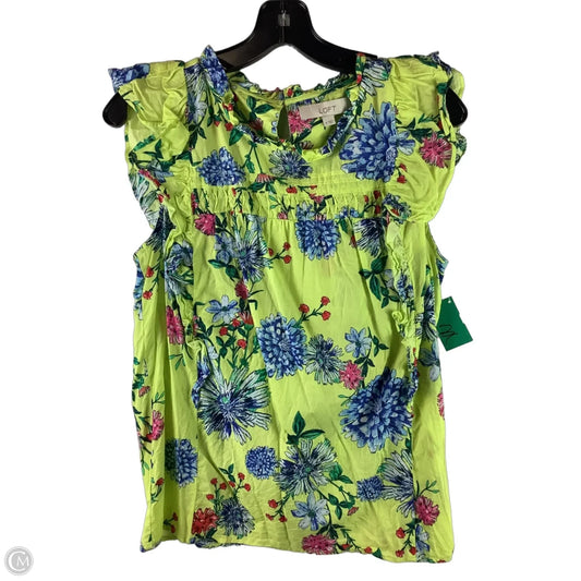 Top Sleeveless By Loft In Floral Print, Size: M