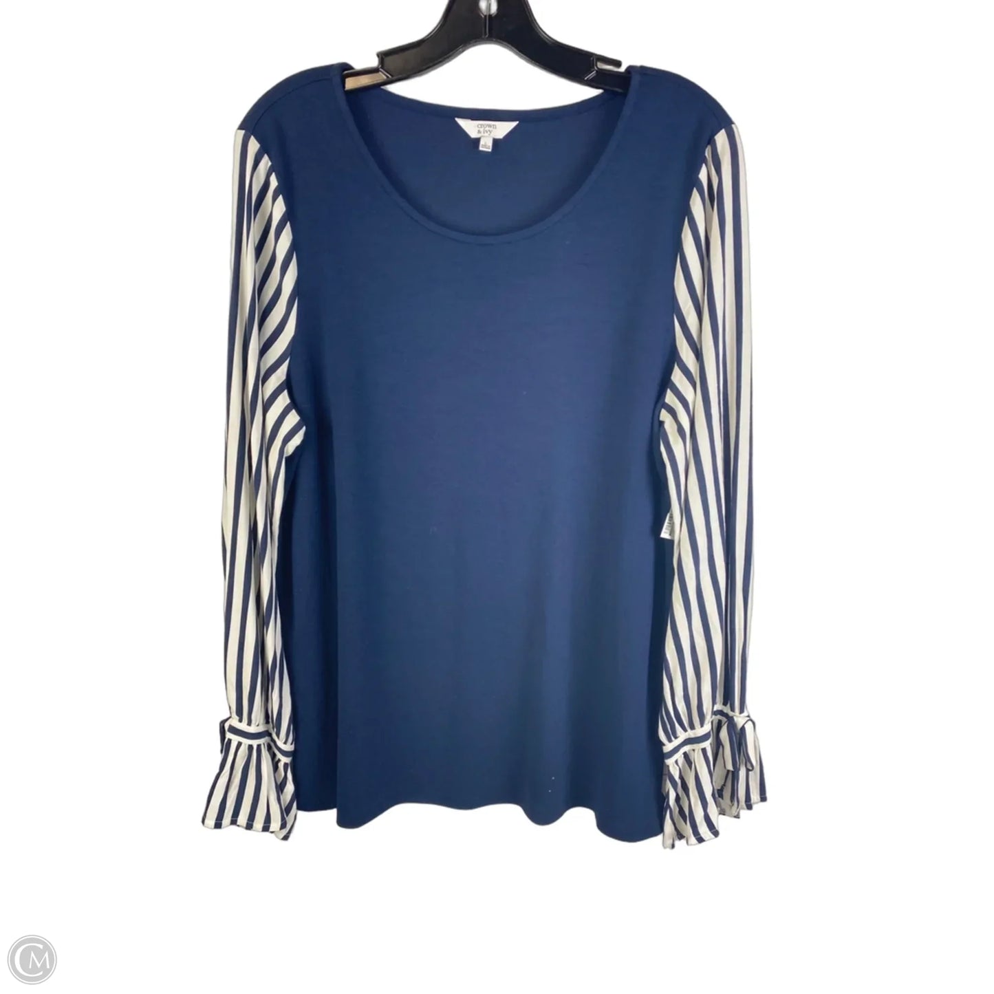 Top Long Sleeve By Crown And Ivy In Striped Pattern, Size: L