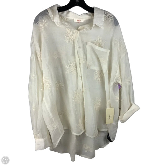 Blouse Long Sleeve By Peach In Cream, Size: Xl