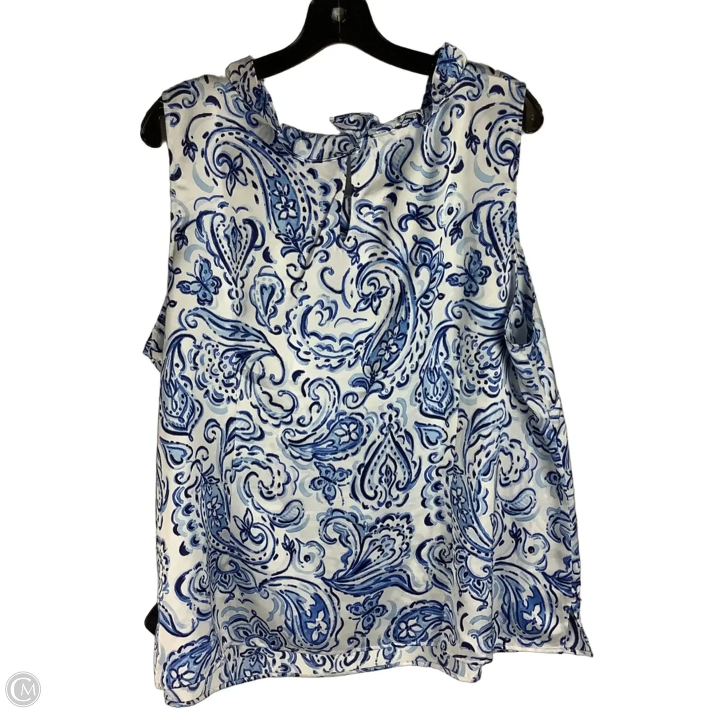 Top Sleeveless By Talbots In Blue & White, Size: 2x
