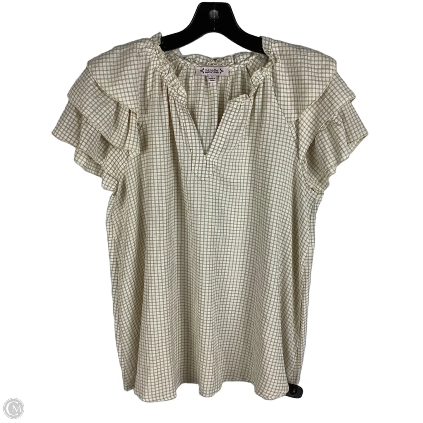 Top Short Sleeve By Nanette By Nanette Lepore In Tan & White, Size: M