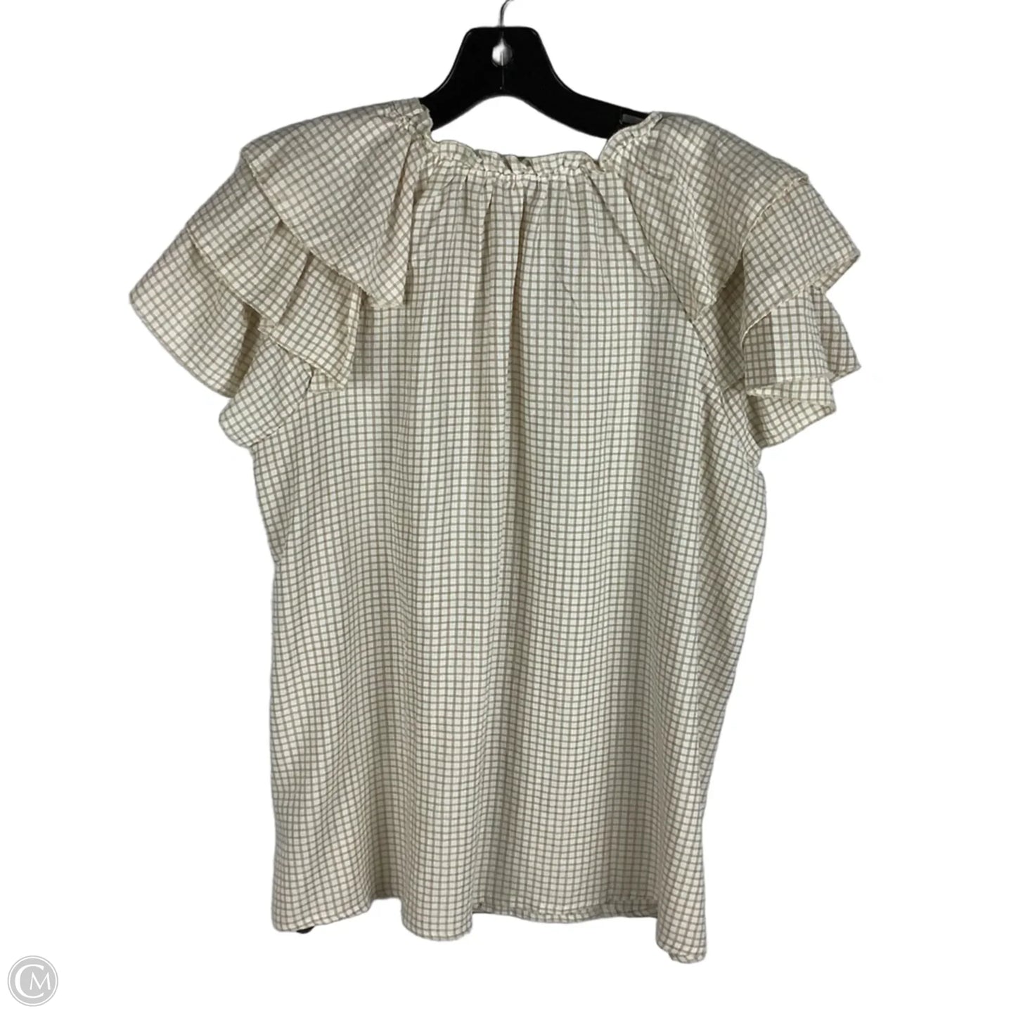 Top Short Sleeve By Nanette By Nanette Lepore In Tan & White, Size: M