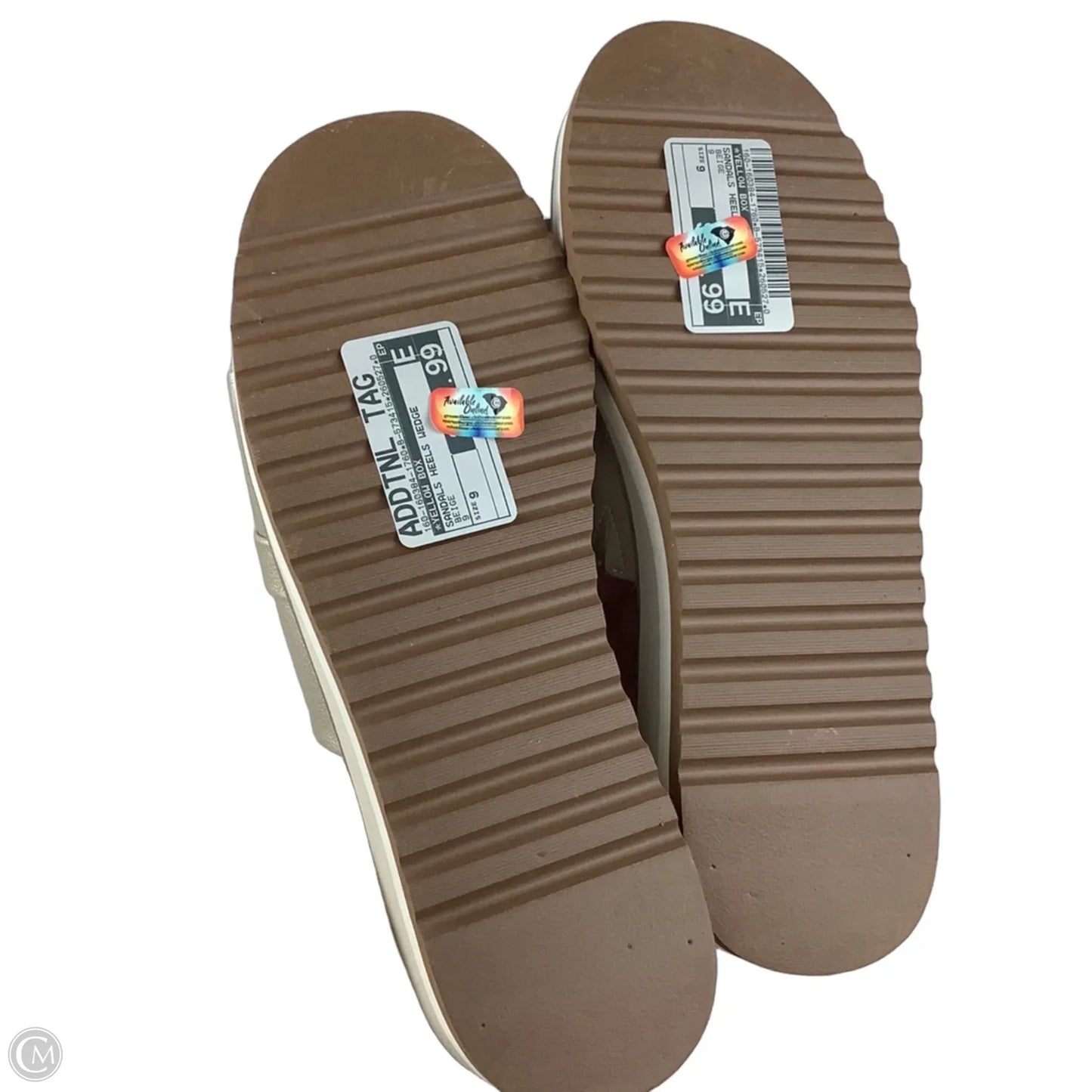 Sandals Heels Wedge By Yellow Box In Beige, Size: 9