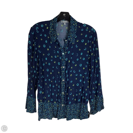 Blouse Long Sleeve By Habitat In Blue & Green, Size: S