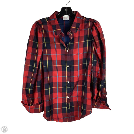Blouse Long Sleeve By Gretchen Scott In Plaid Pattern, Size: S