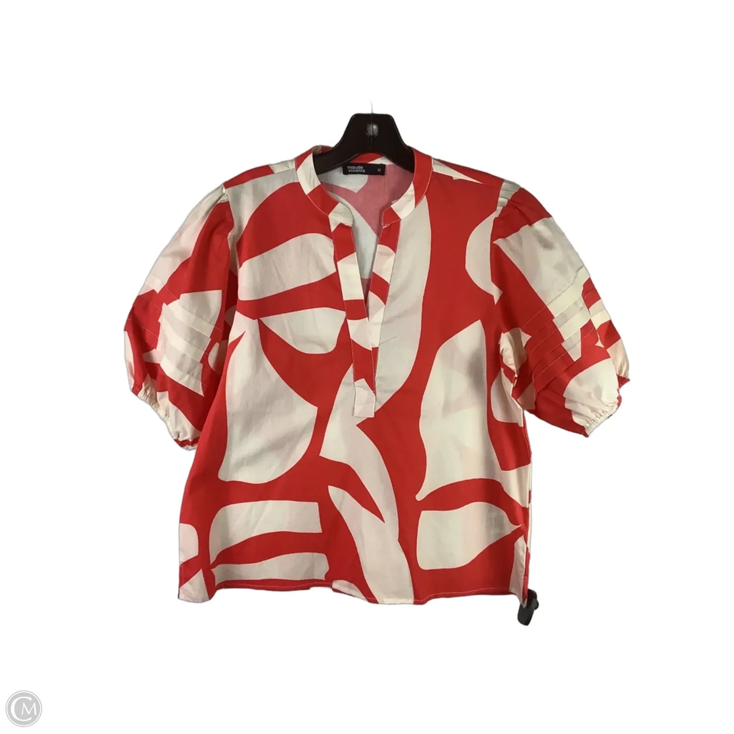 Top Short Sleeve By Cma In Cream & Orange, Size: M