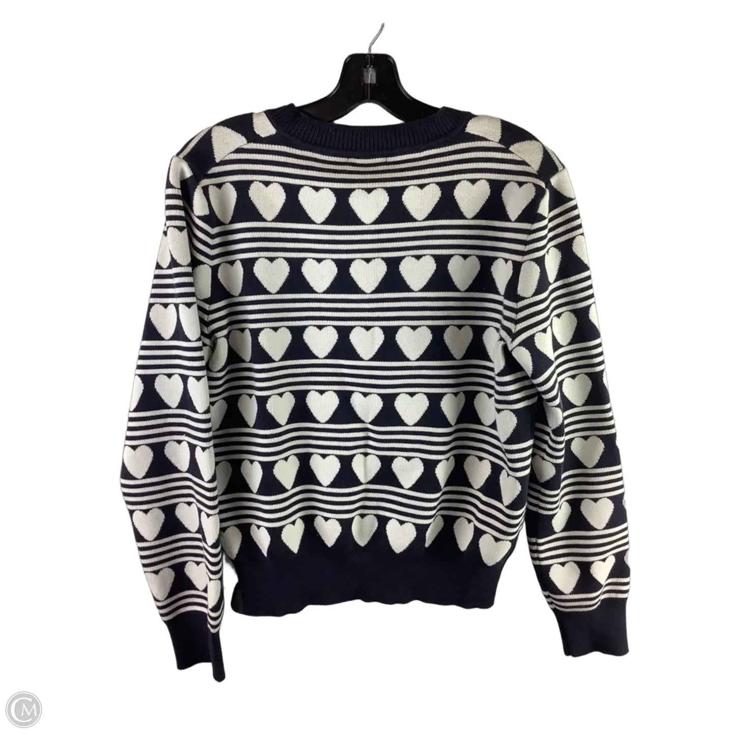 Sweater Cardigan By Free Assembly In Blue & White, Size: M (8-10)