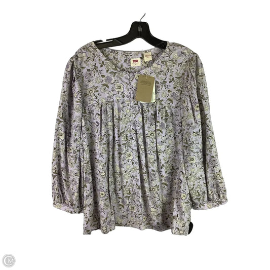 Top 3/4 Sleeve By Levis In Cream & Purple, Size: Xl