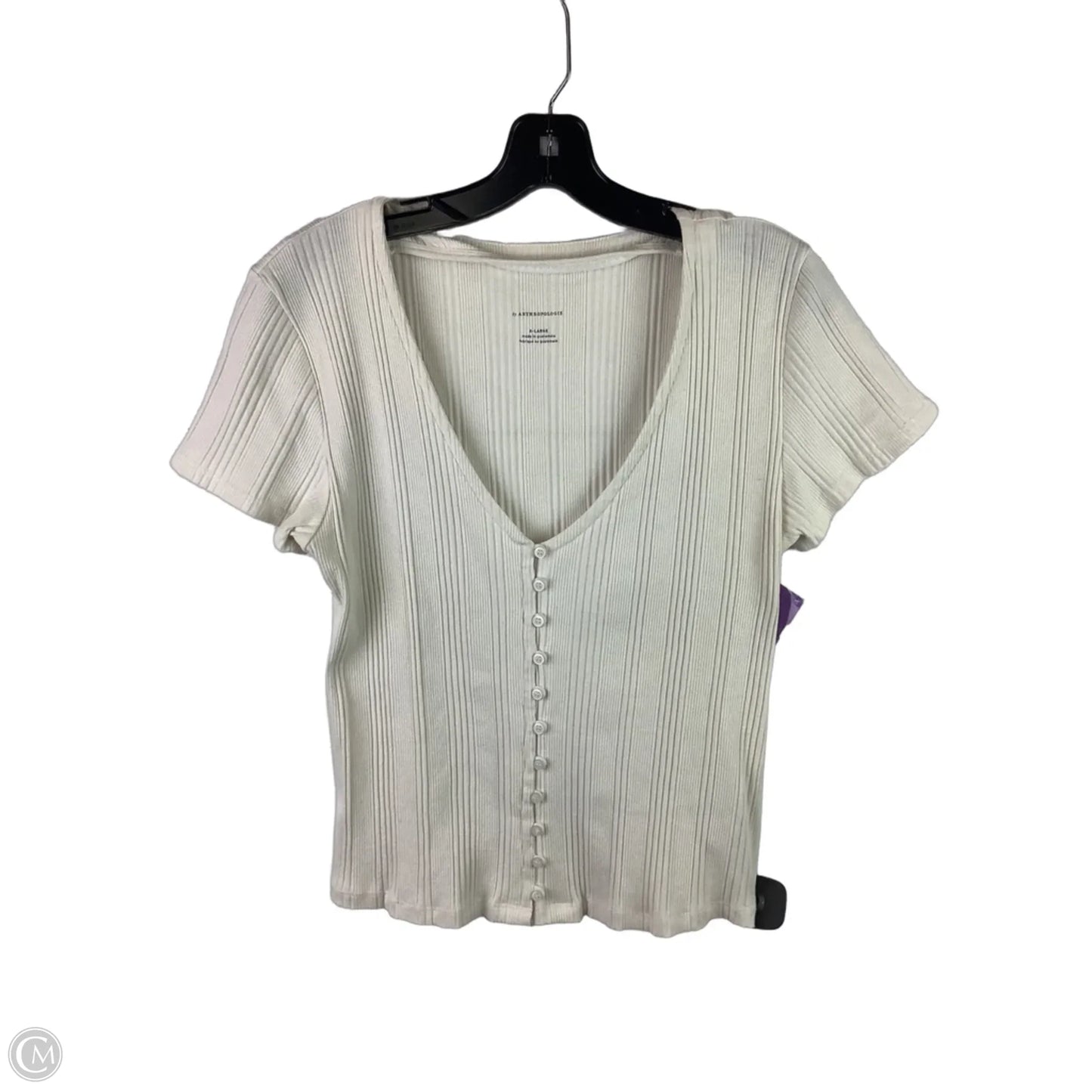 Top Short Sleeve By Anthropologie In Cream, Size: Xl