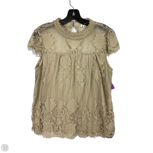 Top Short Sleeve By Ultra Pink In Beige, Size: M