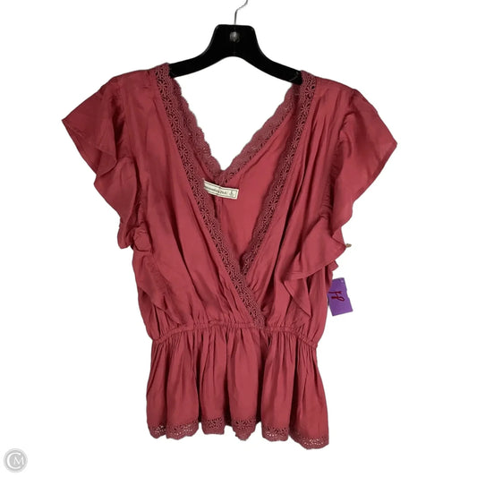 Top Short Sleeve By Abercrombie And Fitch In Pink, Size: L