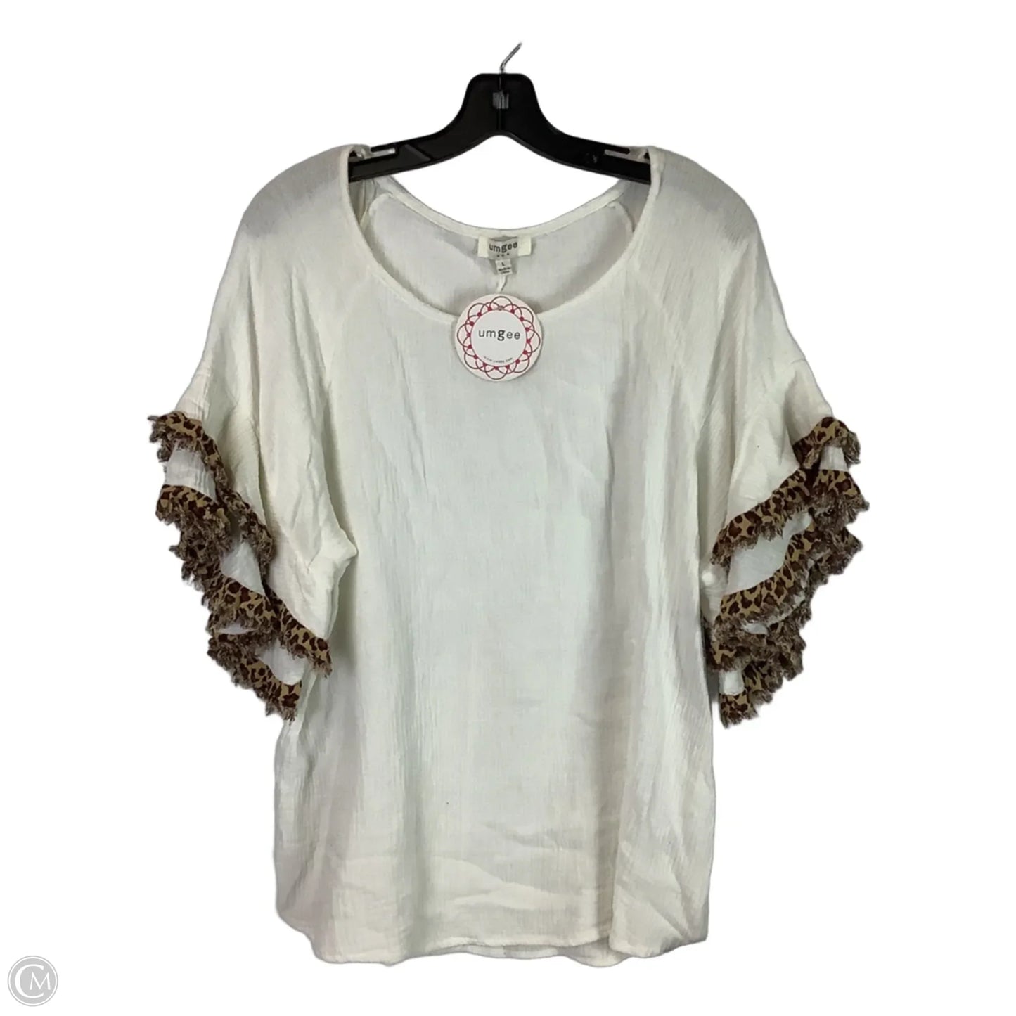 Top Short Sleeve By Umgee In Leopard Print, Size: L