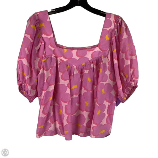 Top Short Sleeve By Vestique In Pink & Yellow, Size: L