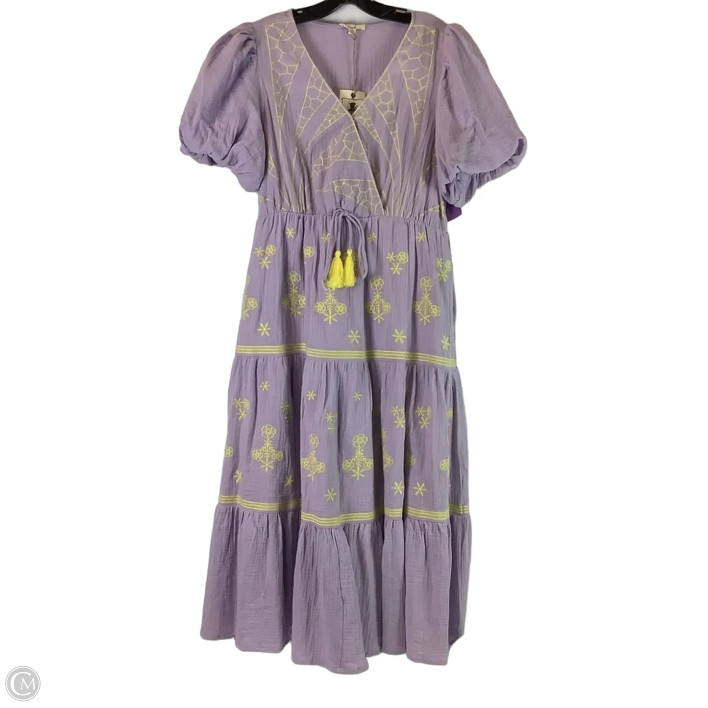Dress Party Midi By Easel In Purple & Yellow, Size: L