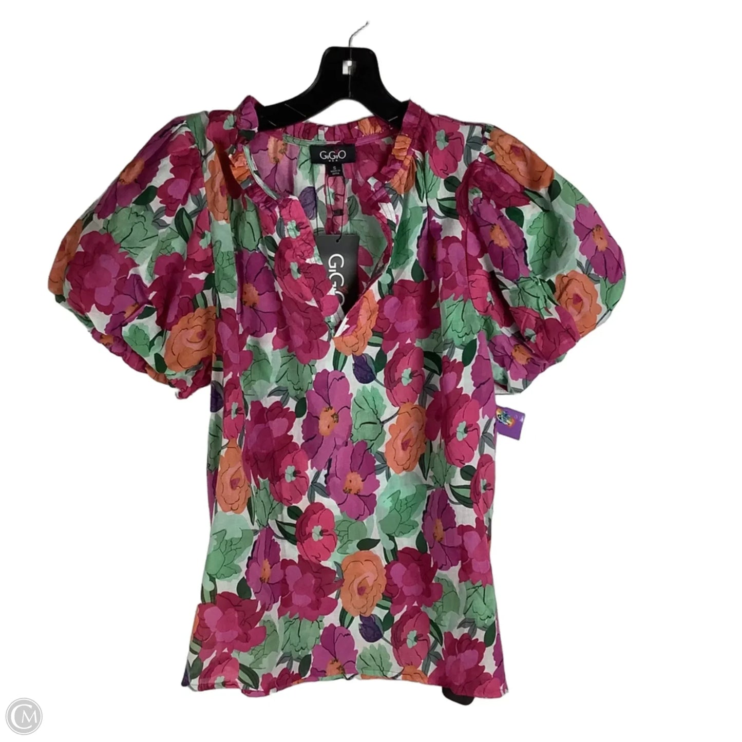 Top Short Sleeve By Gigio In Floral Print, Size: S
