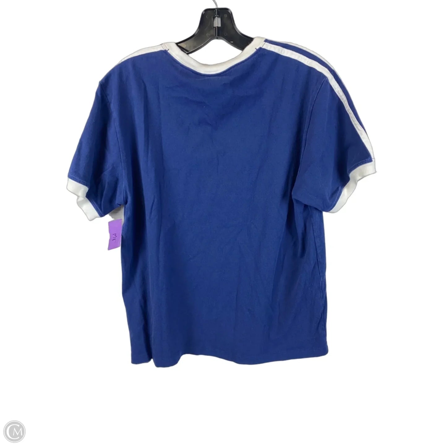 Top Short Sleeve By Adidas In Blue & White, Size: L