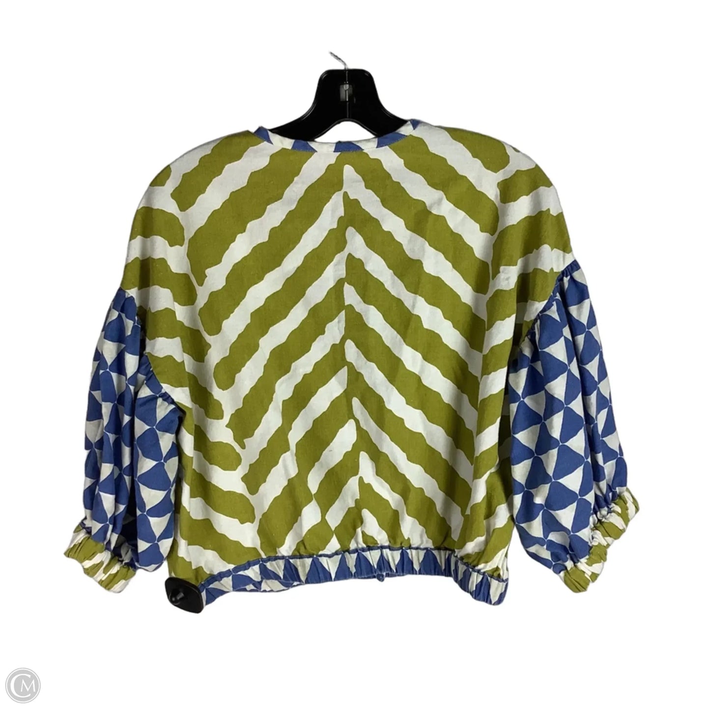 Blouse 3/4 Sleeve By Ivy Jane In Blue & Green, Size: S/M