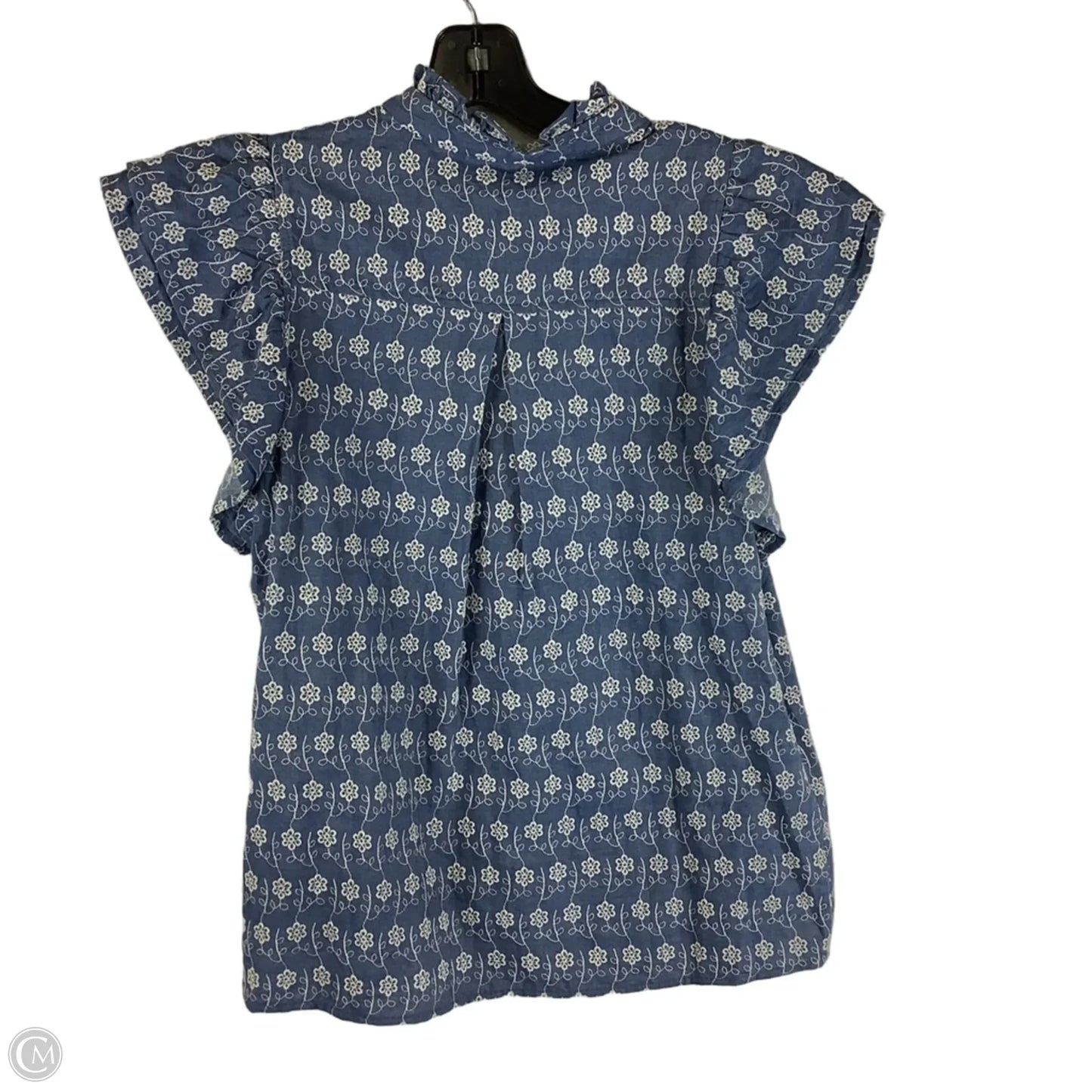 Blouse Short Sleeve By Entro In Blue & White, Size: S