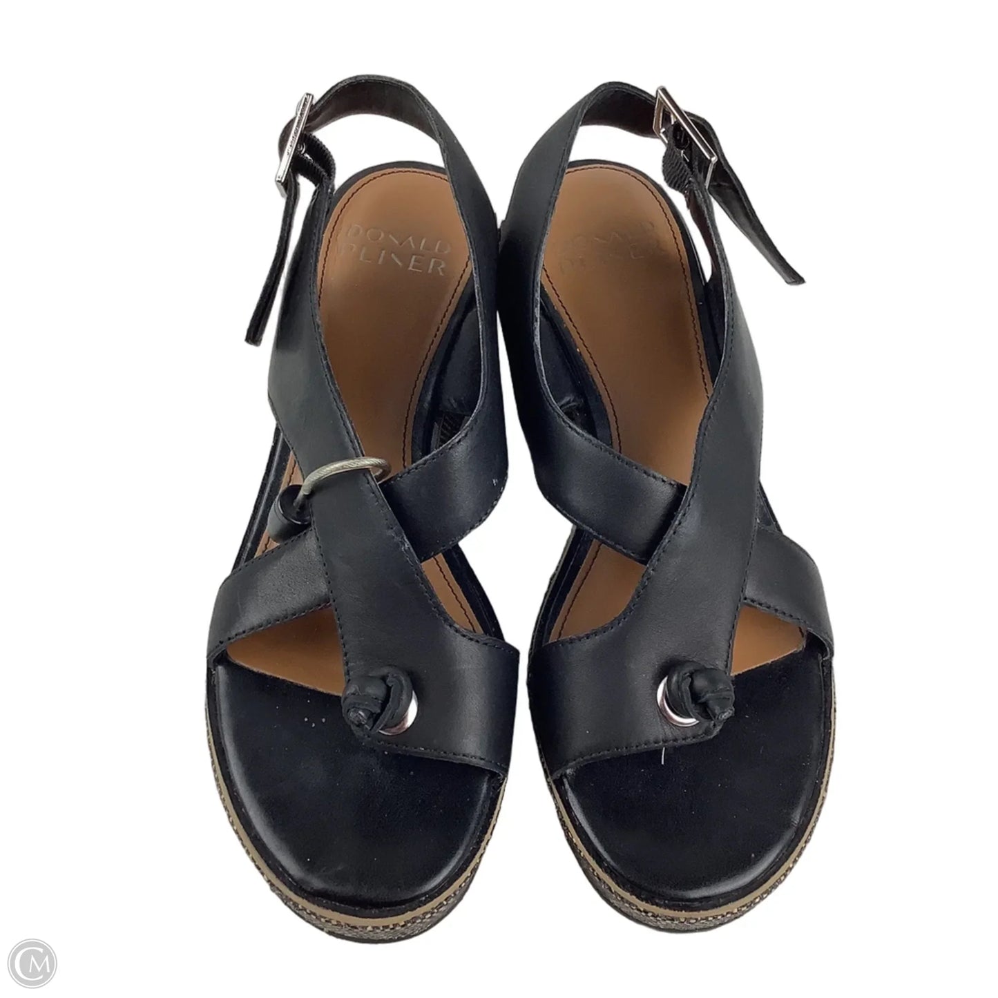 Sandals Heels Wedge By Donald Pliner In Black & Tan, Size: 7.5