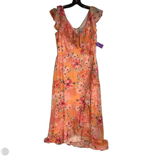 Dress Party Long By London Times In Orange & Pink, Size: 8