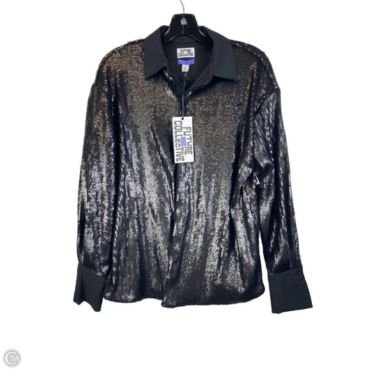 Blouse Long Sleeve By Future Collective In Black, Size: S