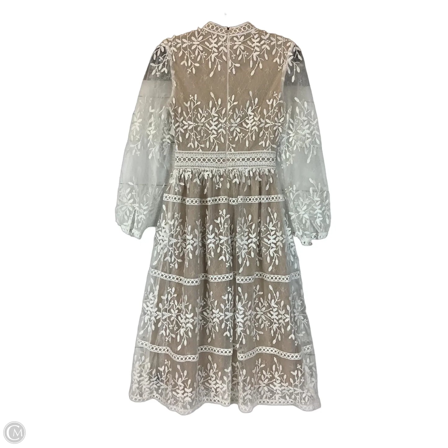 Dress Party Midi By Cmb In Cream & White, Size: Xxs