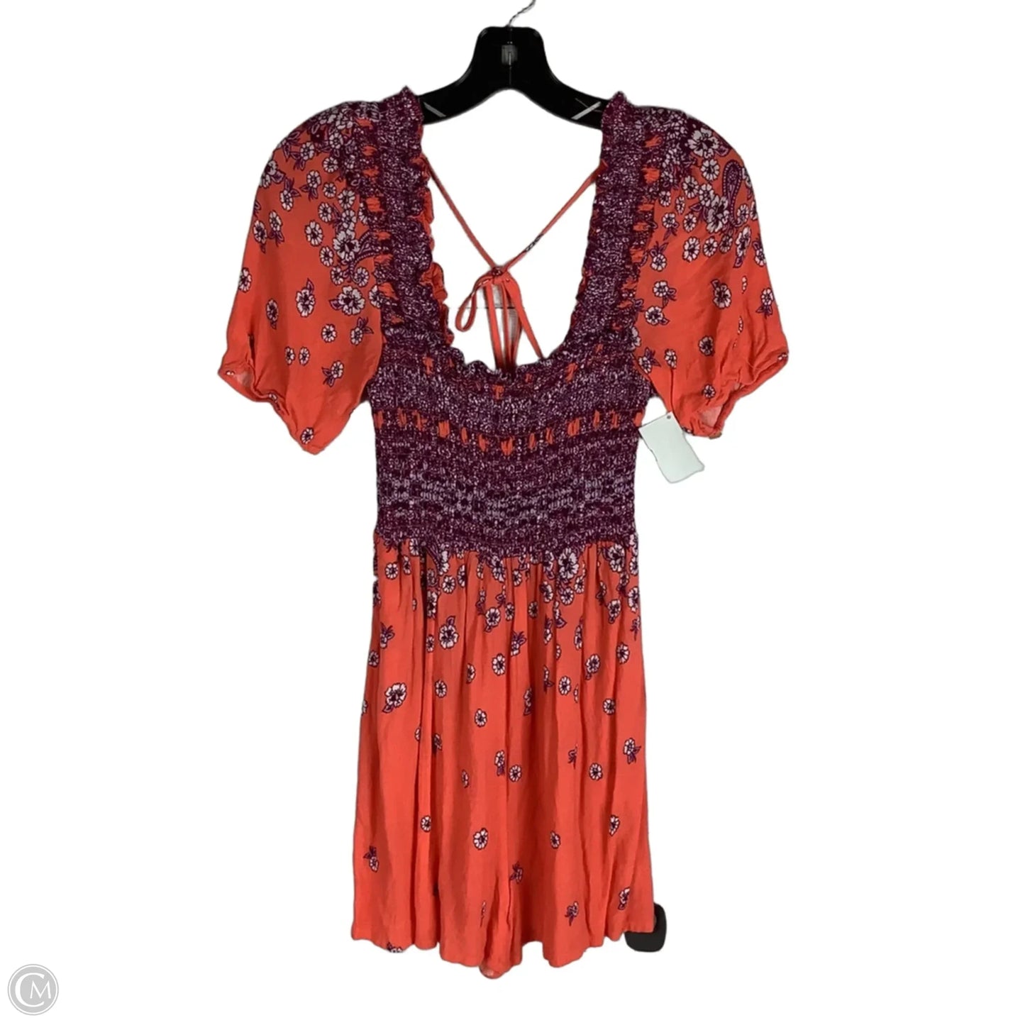 Romper Casual Short By Free People In Orange & Purple, Size: S