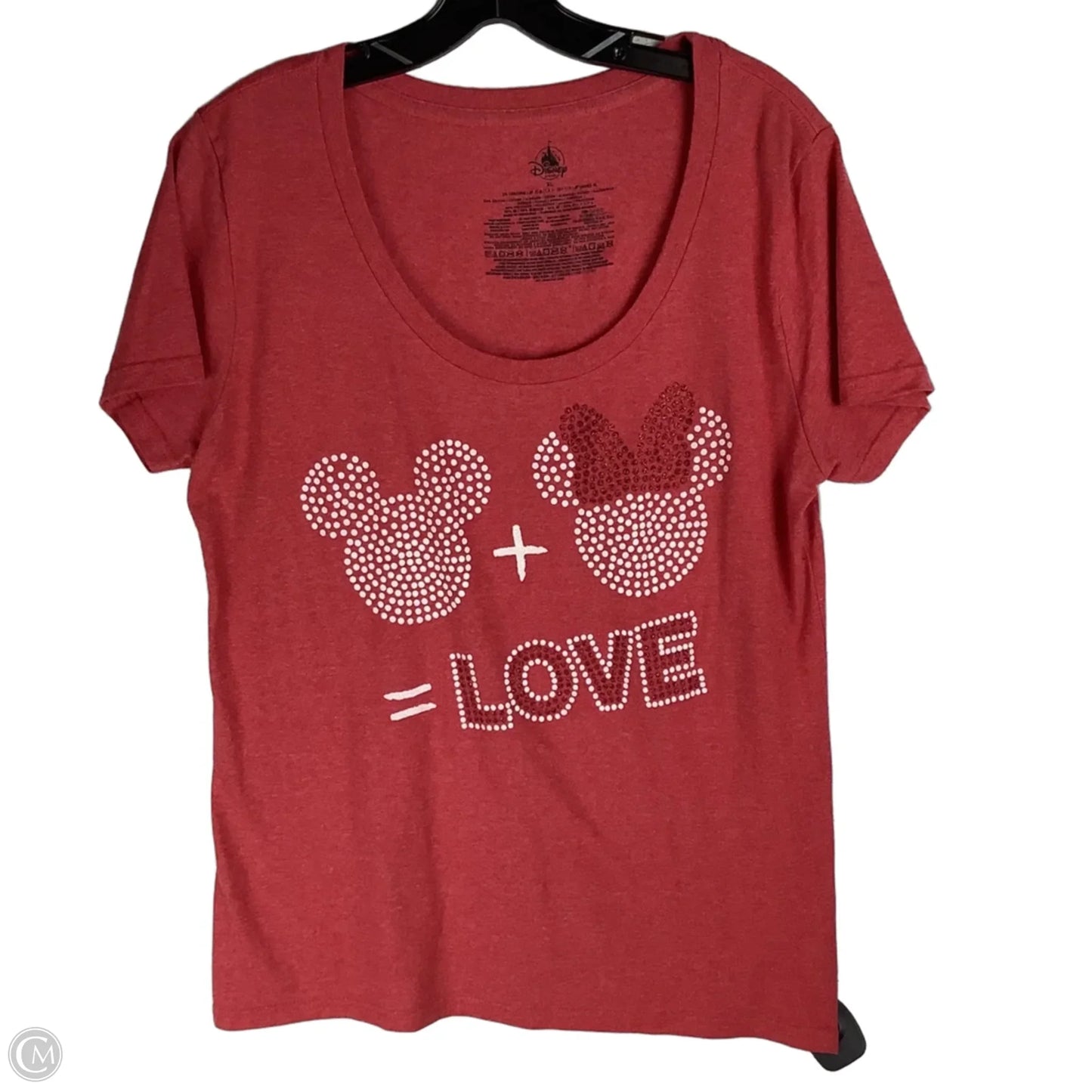 Top Short Sleeve By Disney In Red & White, Size: Xl