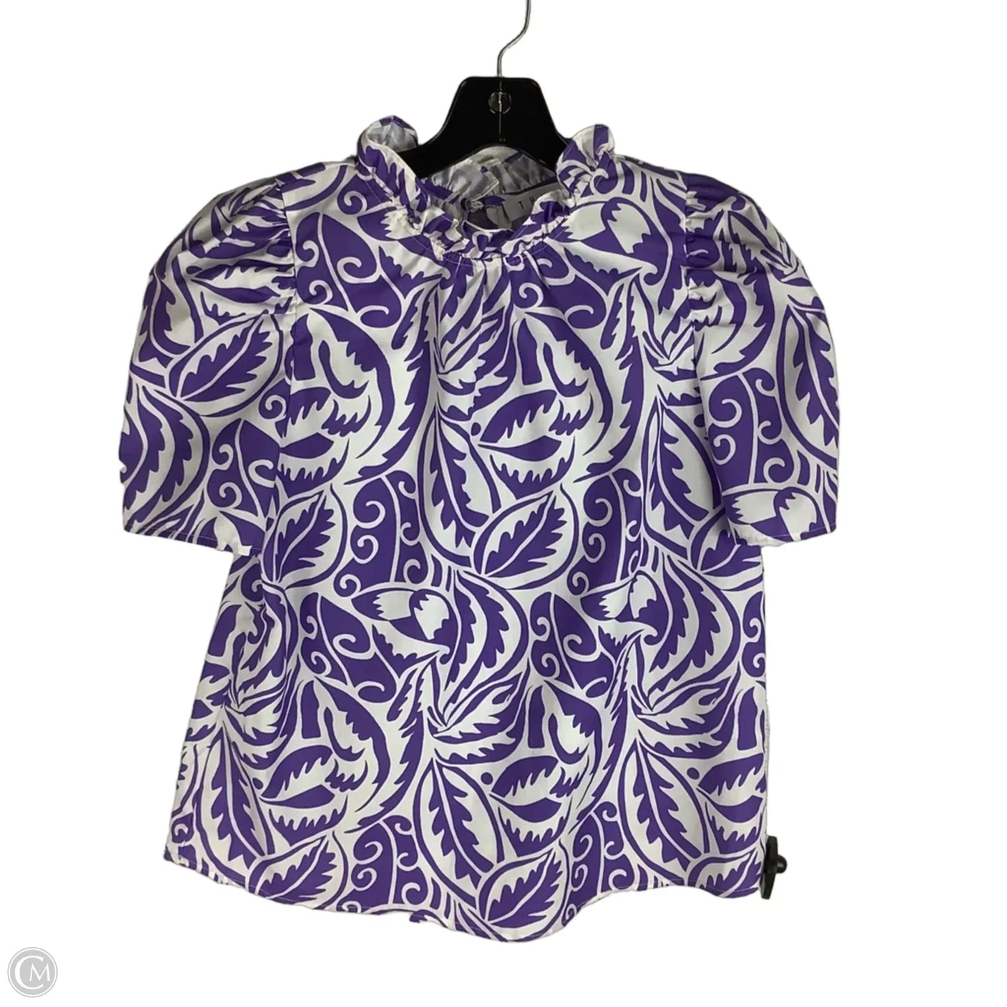 Top Short Sleeve By Thml In Purple & White, Size: S