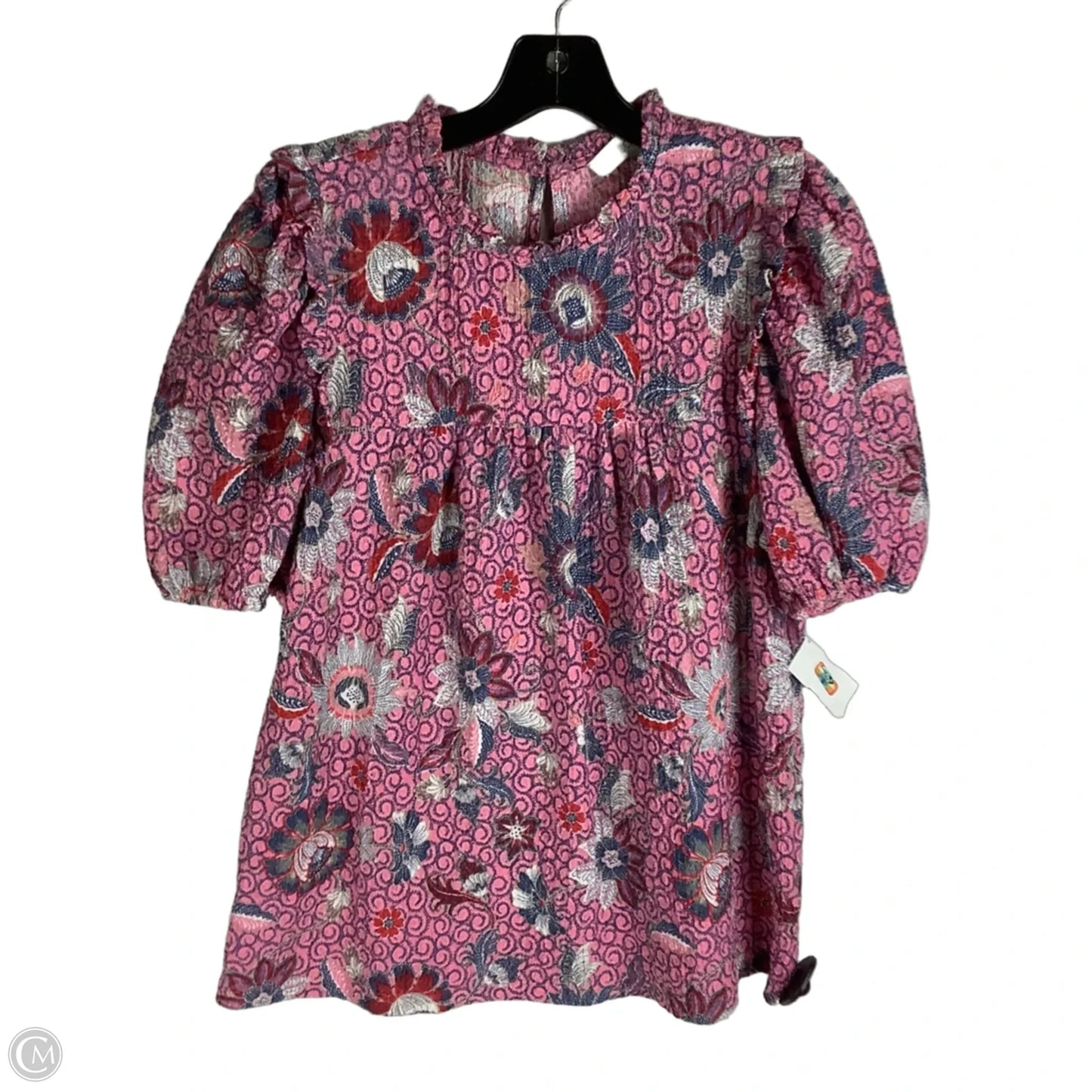Top Short Sleeve By Loft In Blue & Pink, Size: M