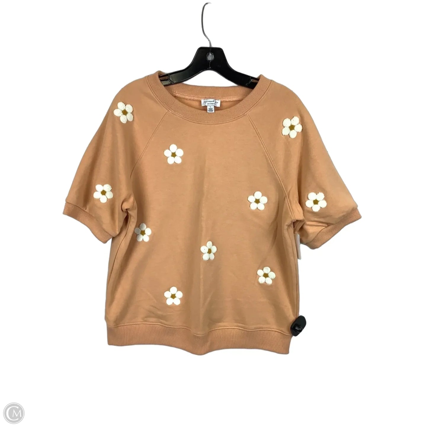 Top Short Sleeve By Current Air In Orange & White, Size: L
