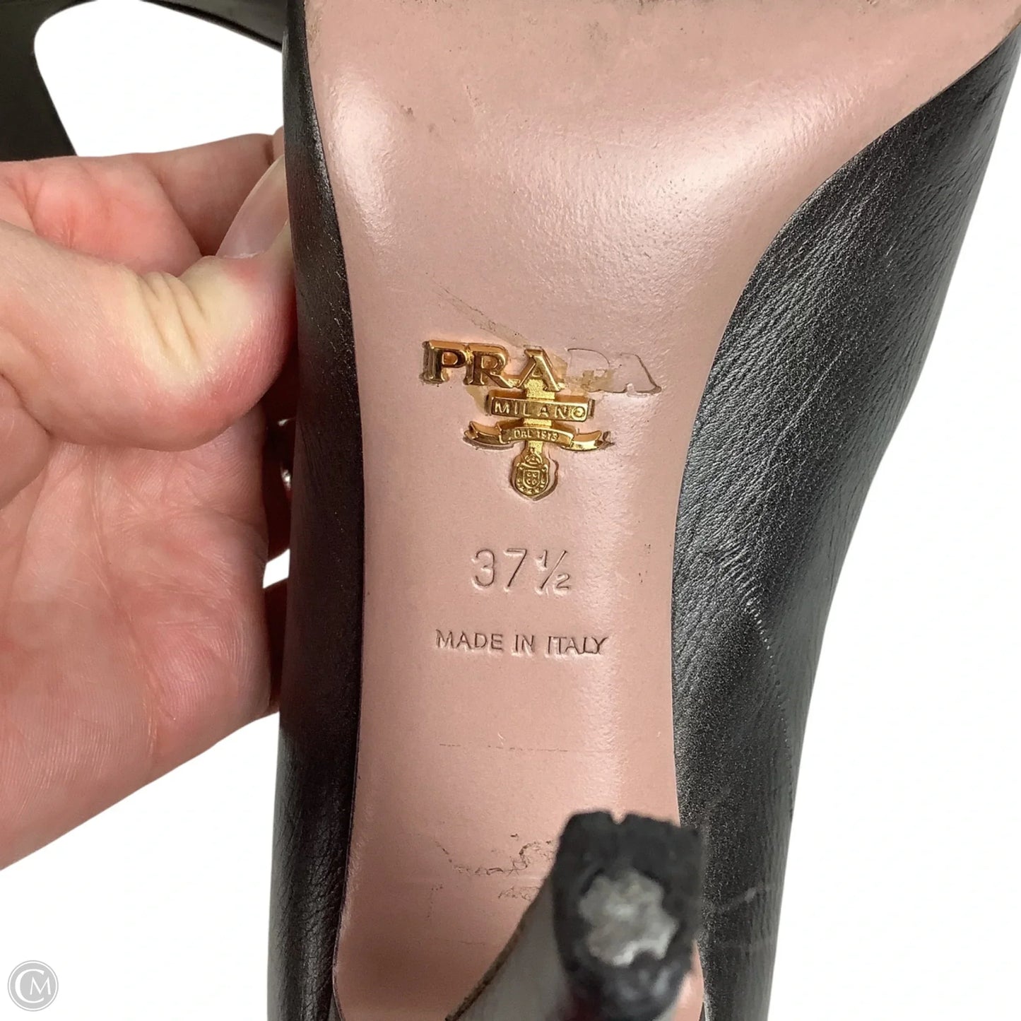 Shoes Luxury Designer By Prada In Grey, Size: 37.5