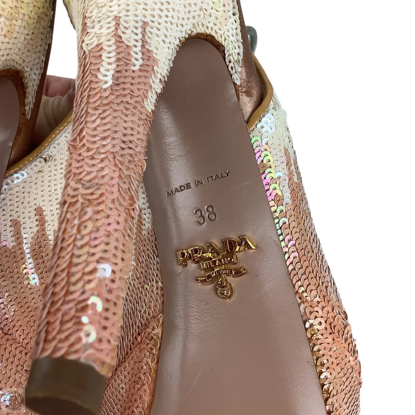 Shoes Luxury Designer By Prada In Pink, Size: 38