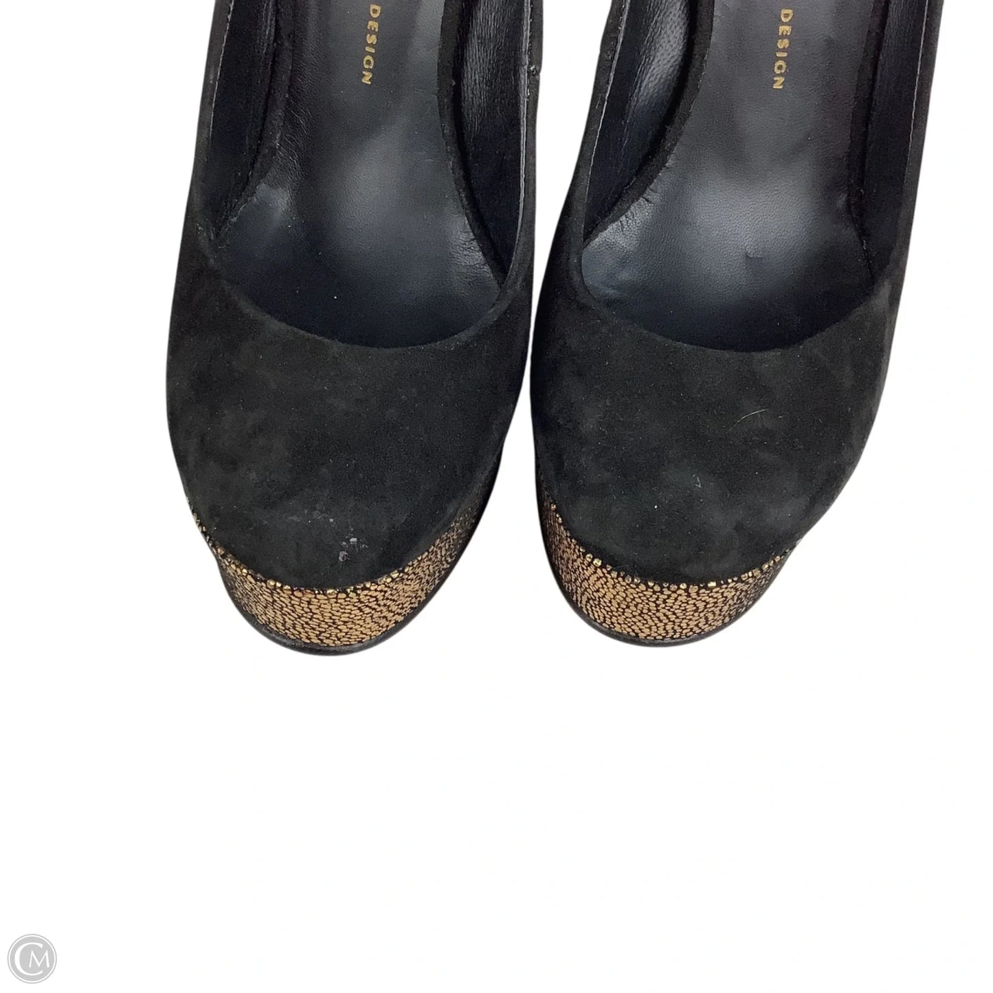 Shoes Designer By Giuseppe Zanotti In Black & Gold, Size: 36.5
