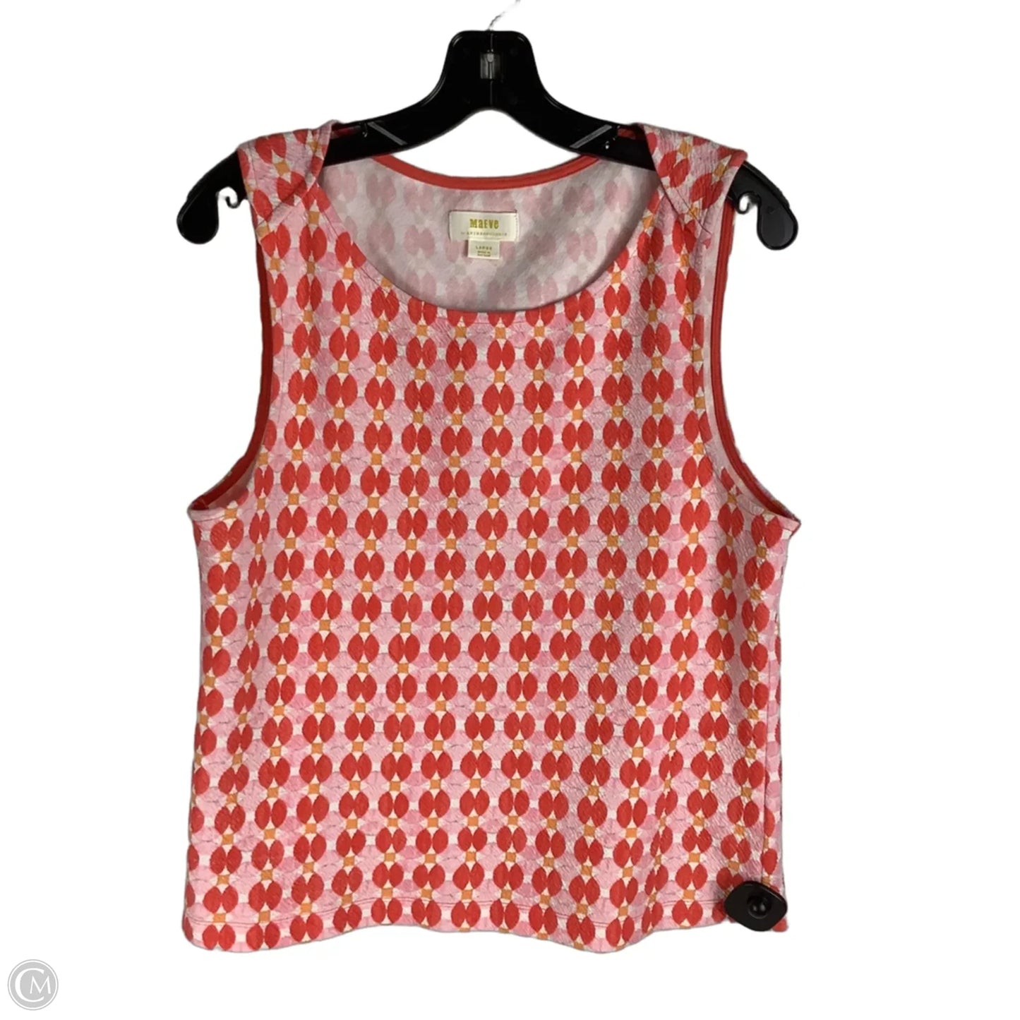 Top Sleeveless By Maeve In Pink & White, Size: L