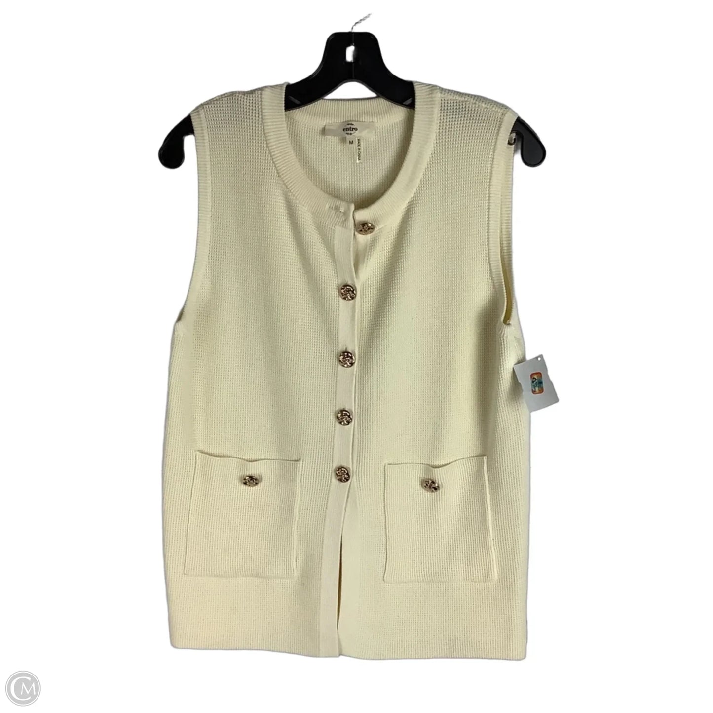 Vest Sweater By Entro In Cream, Size: M