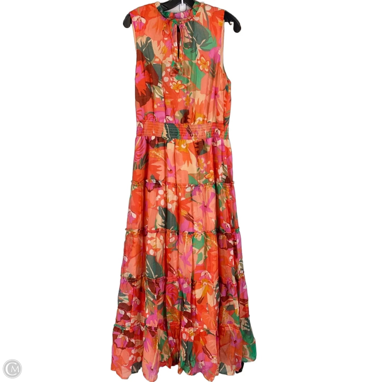 Dress Casual Maxi By Msk In Green & Orange, Size: L