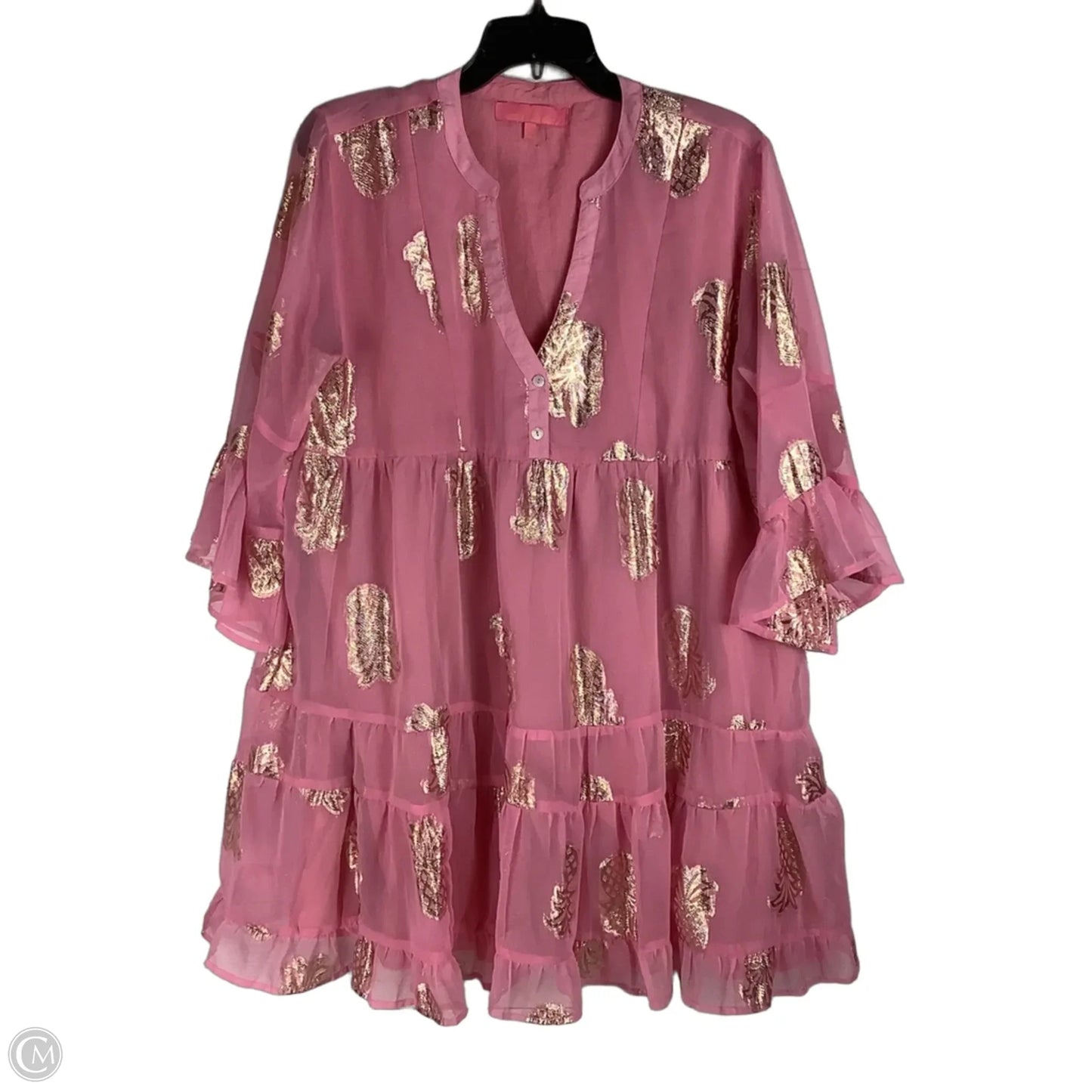 Dress Party Short By Simply Southern In Gold & Pink, Size: L