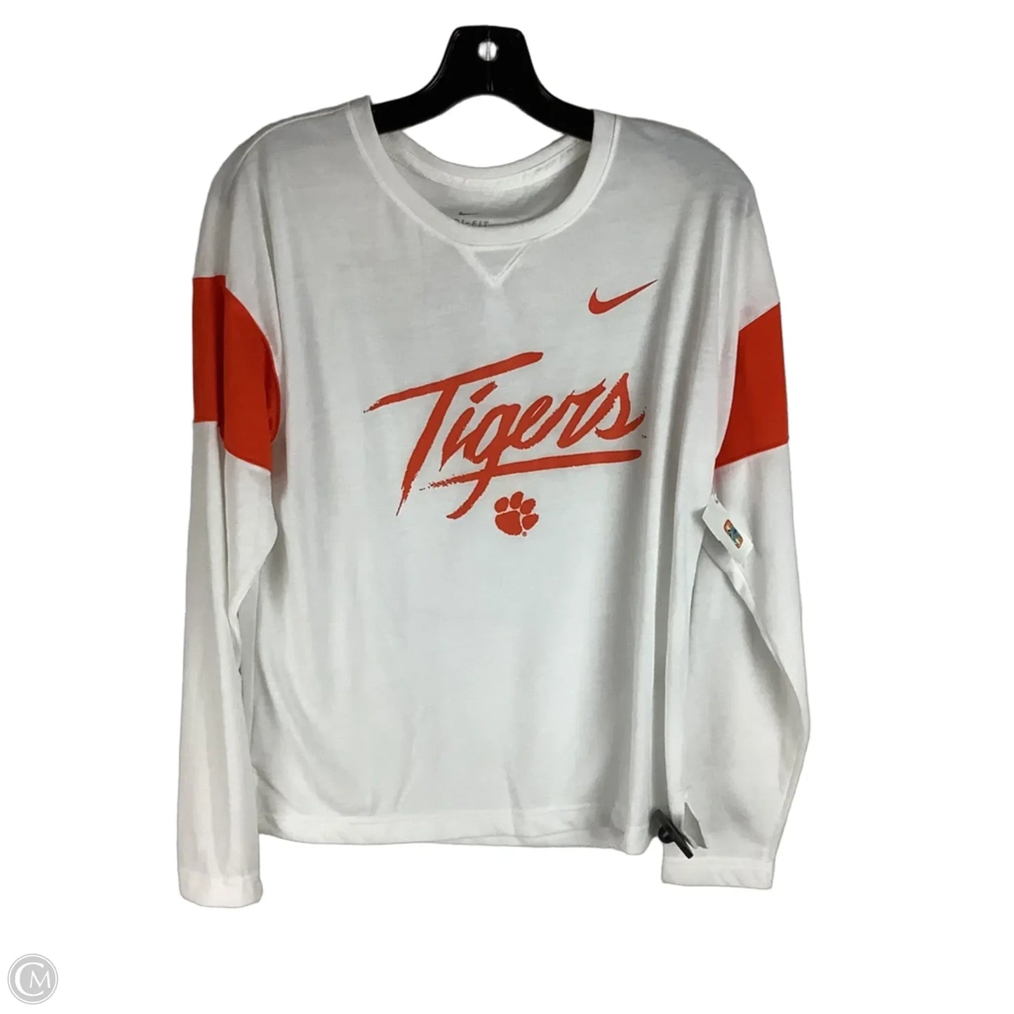 Top Long Sleeve By Nike Apparel In Orange & White Clemson, Size: M