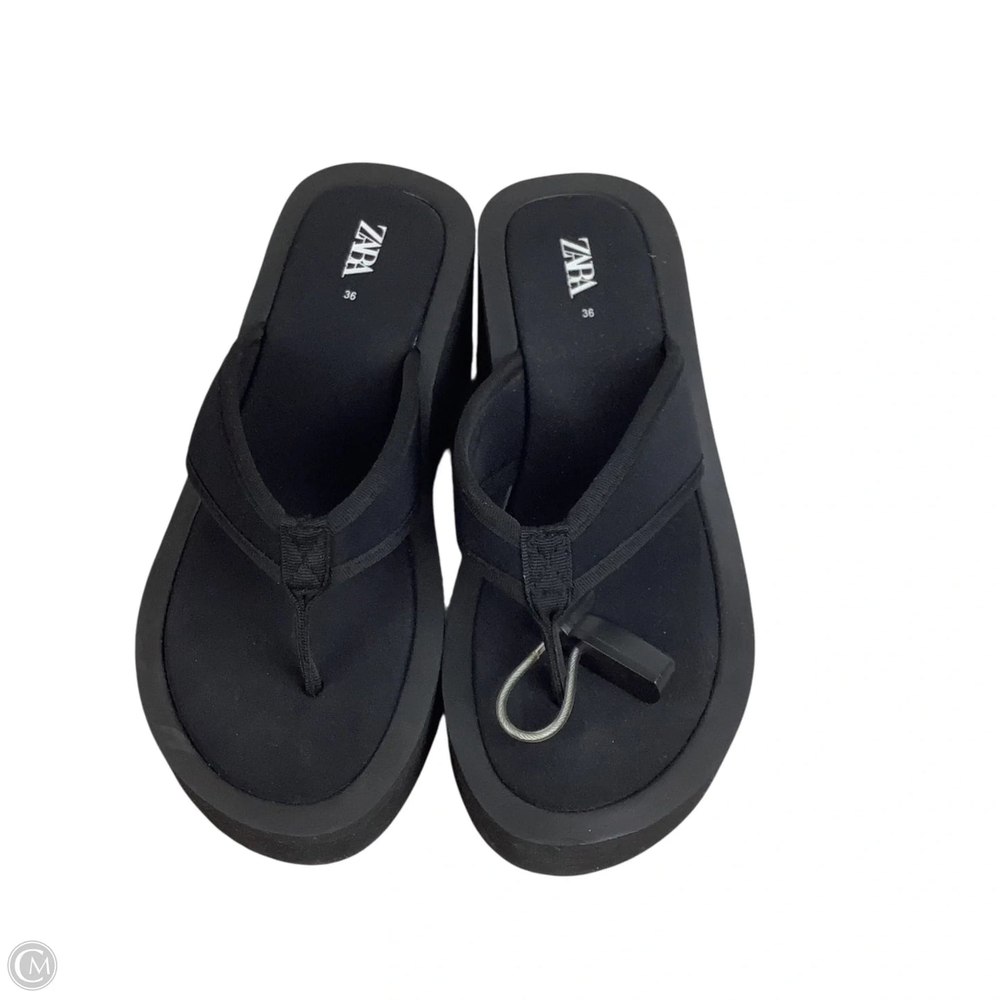 Sandals Heels Wedge By Zara In Black, Size: 36