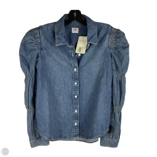 Top Long Sleeve By Levis In Blue Denim, Size: S