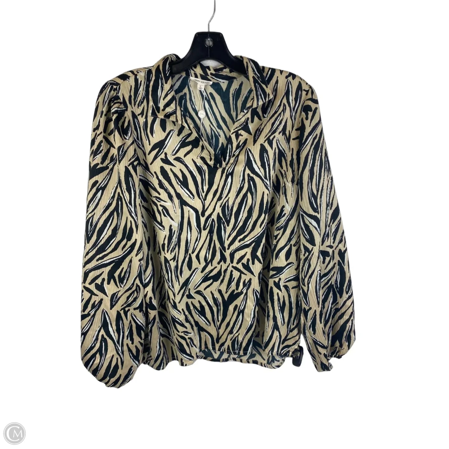Top Long Sleeve By Mary Square In Black & Cream, Size: L