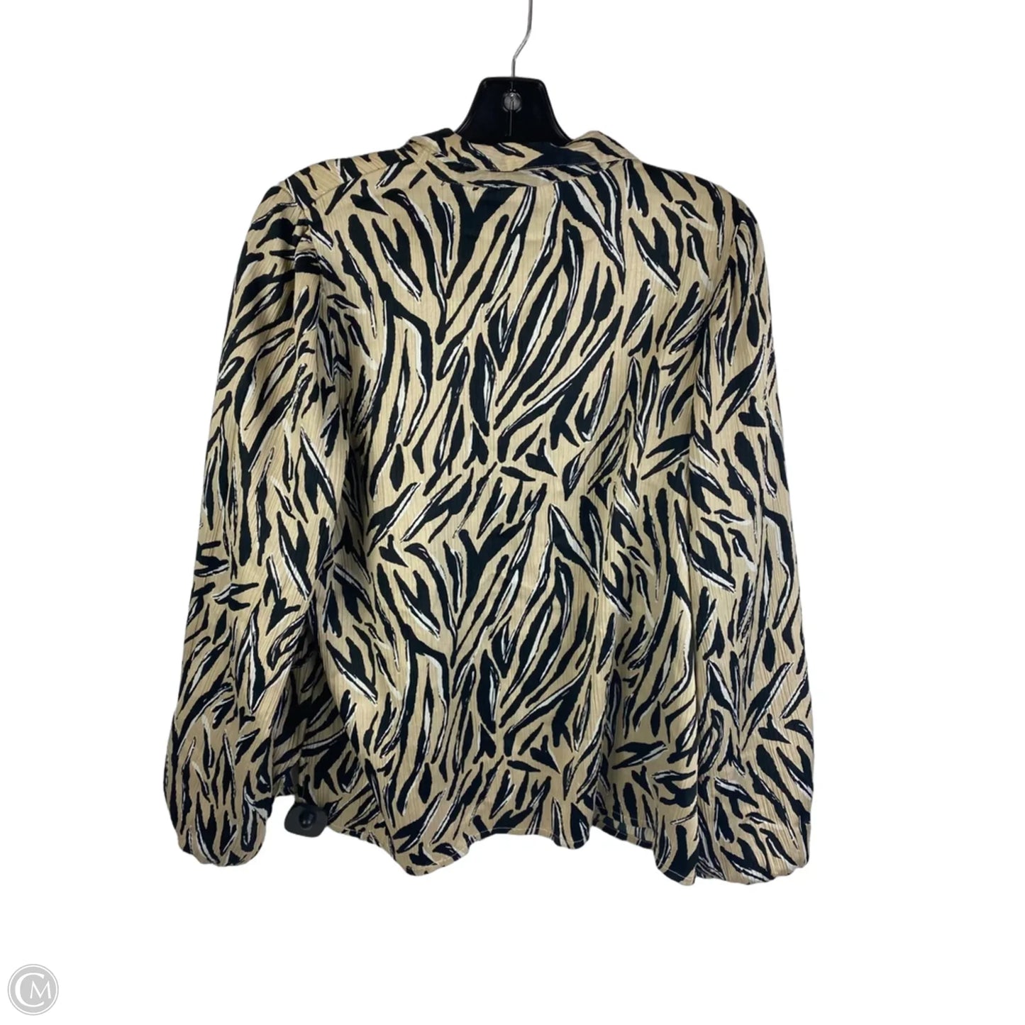 Top Long Sleeve By Mary Square In Black & Cream, Size: L