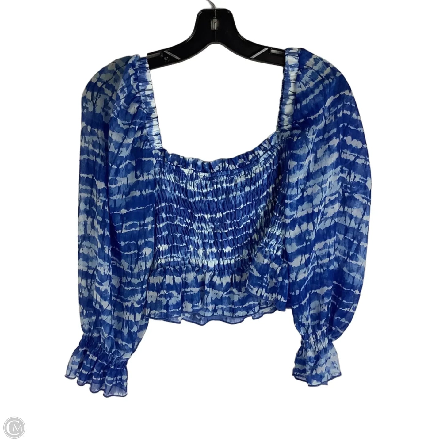 Top Long Sleeve By Zara In Blue & White, Size: M