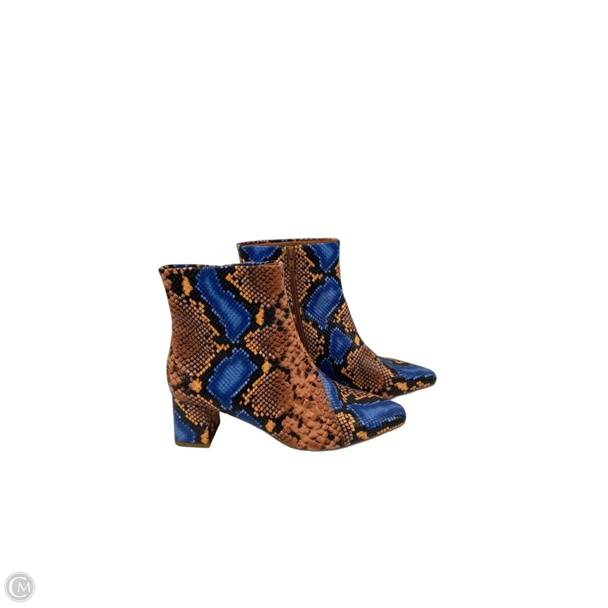 Boots Ankle Heels By Coconuts In Blue & Tan, Size: 8.5