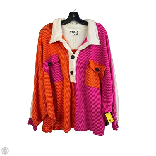 Top Long Sleeve By Bucketlist In Orange & Pink, Size: L