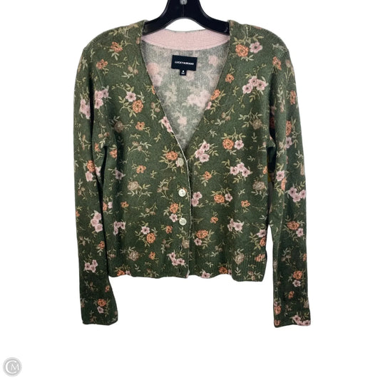 Sweater Cardigan By Lucky Brand In Green & Pink, Size: M
