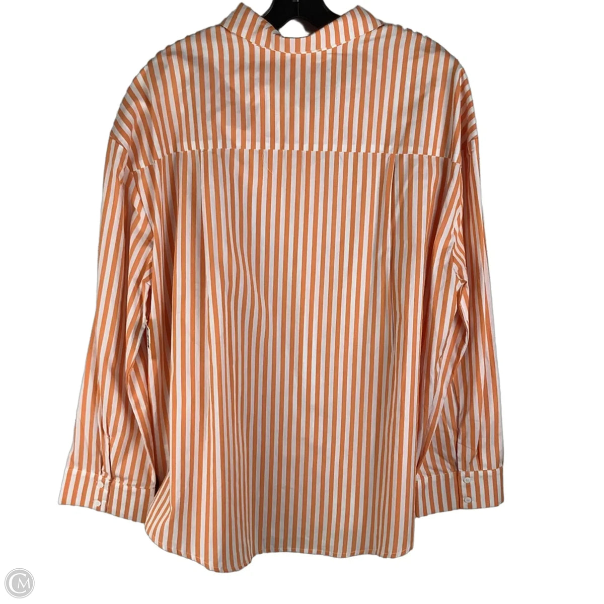 Top Long Sleeve By Avara In Orange & White, Size: L