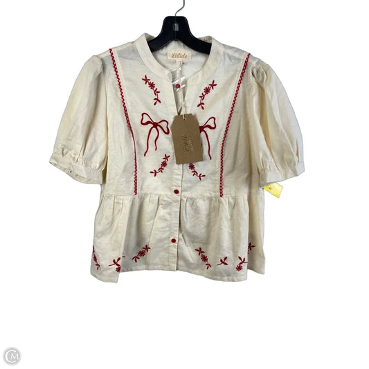 Top Short Sleeve By Listicle In Cream & Red, Size: Xl
