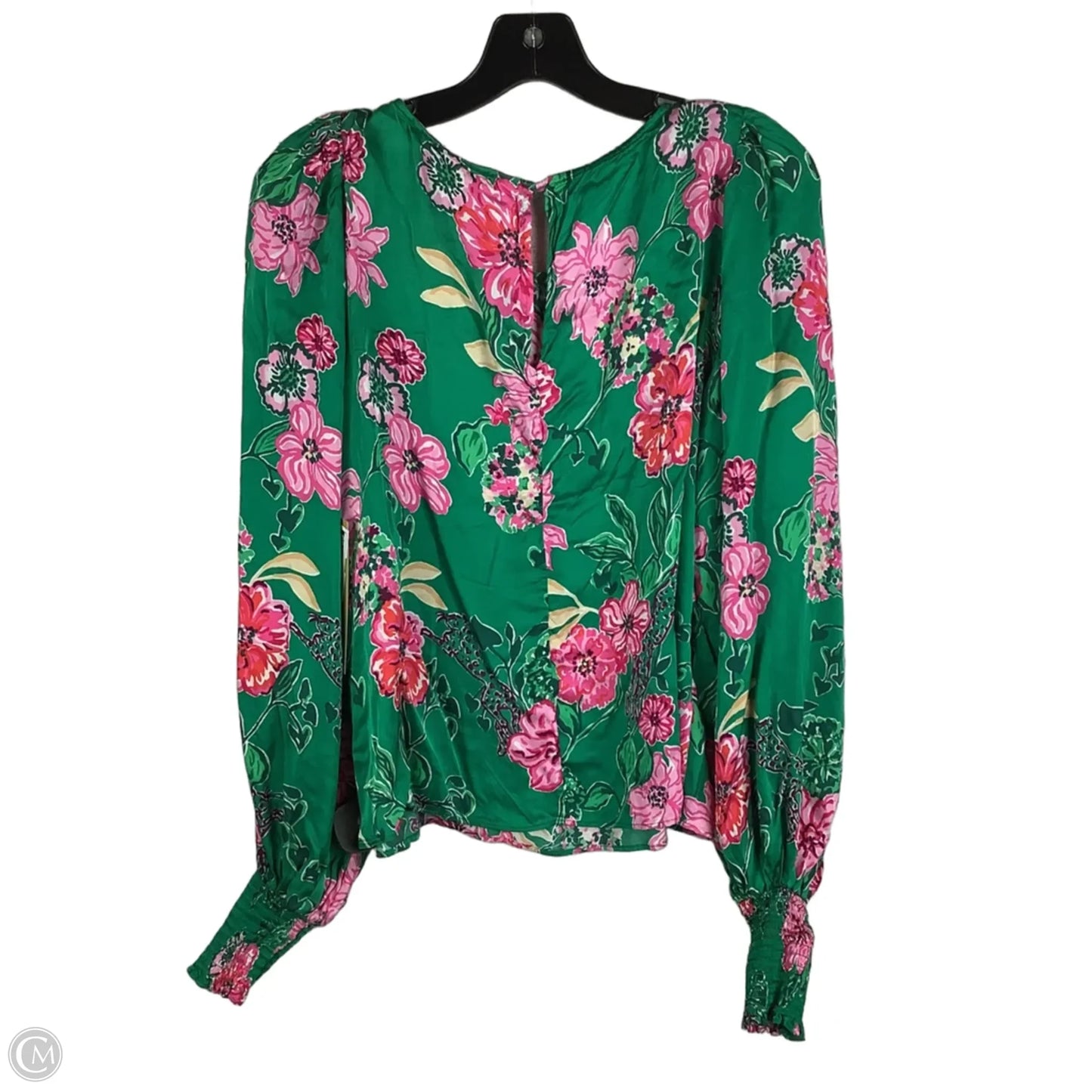 Top Long Sleeve Designer By Lilly Pulitzer In Green & Pink, Size: 14